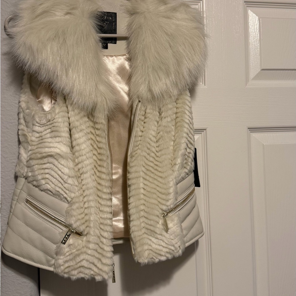 Guess Cream Faux Fur Women's Jacket